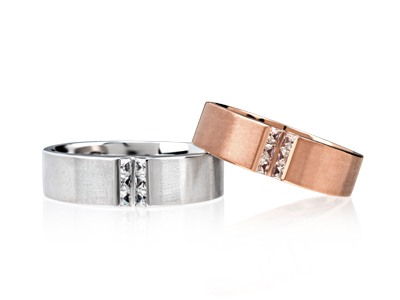사각 다이아몬드 커플링 큐빅 14k 18k 결혼반지 - 레핀 HNMCR368